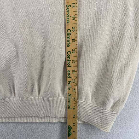 NAUTICA Sweater Mens XL Golf 1/4 Zip Mock Neck Pullover Jumper Cotton Beige - Picture 14 of 15
